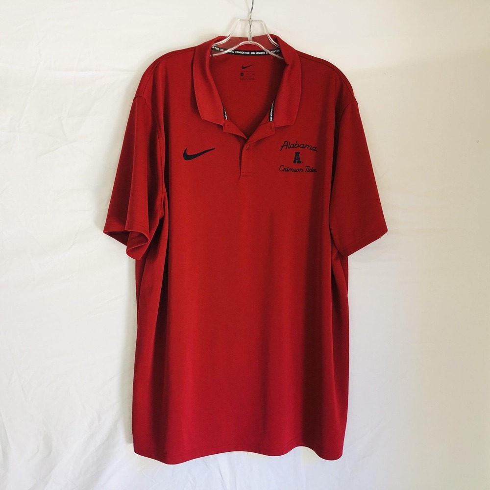 Alabama Crimson Tide Shirt Mens 2XL NCAA Football Nike Dri Fit Polo Embroidered